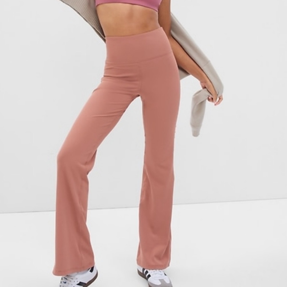 Gap Leggings Rose Pink GapFit Studio Ribbed Sky High Flare Leggings Sz XXL NWT